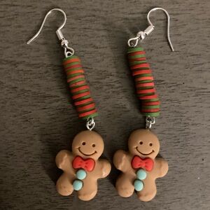 Handmade jewelry Gingerbread man earrings